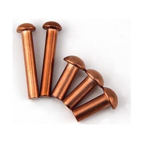 M3 Copper Rivet Pan Head Solid Rivets Brass Round Cap Nail 12-30mm Length 3mm Diameter