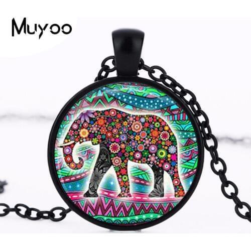 Lucky Elephant Statement Necklace 2016,Elephant Picture Pendant Choker Necklace, Good Luck Charm Elephant Jewelry HZ1