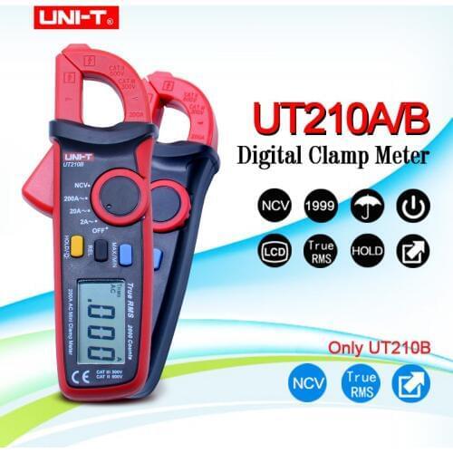 UNI-T UT210B Mini Clamp Meters 2A/20A/200A Digital multimeter AC current measurement with NCV test and Backlight display