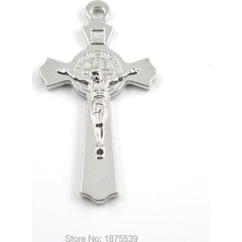 Fashion St benedict crucifix with two colors Jesus legs together European style