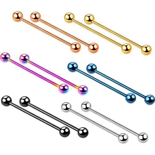 MODRSA 2pcs/lot Straight Rod Ear Plugs and Tunnels Industrial Barbell Ear Piercing Ear Expender Stainless Steel Body Jewelry