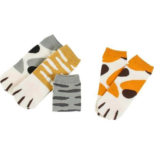 1 Pair of Cute Cartoon Japanese Cat Claw Boat Socks Summer Fresh Lady Student Personality Cute Cat Claw Animal Pattern Socks
