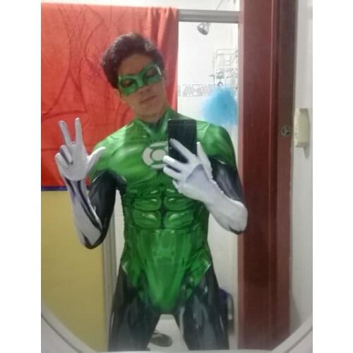 New Lantern G.L Cosplay Costume Adults Kids Green Superhero Halloween Bodysuit Zentai Suit