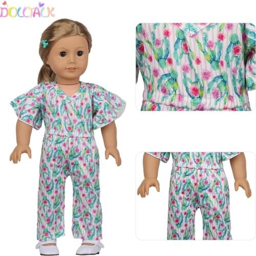 New Arrivel Milk Silk Material 18 Inches American Doll Clothes Printed Flowers Bodysuit Fit For 43cm New Baby Russia Dolls