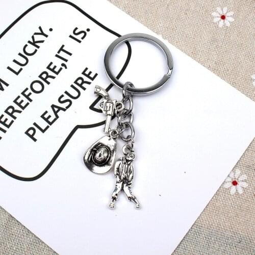 New Fashion The Walking Dead Pendants DIY Men Jewelry Car Key Chain Ring Holder Souvenir For Gift Zombie And Cowboy Hat Revolver