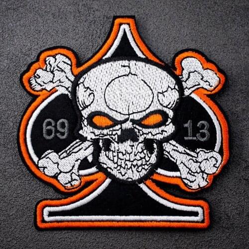 Skull Size:9.7x10cm DIY Patch Badge Embroidered Cute Badges Hippie Iron On Kids Cartoon Patch For Clothes Stickers