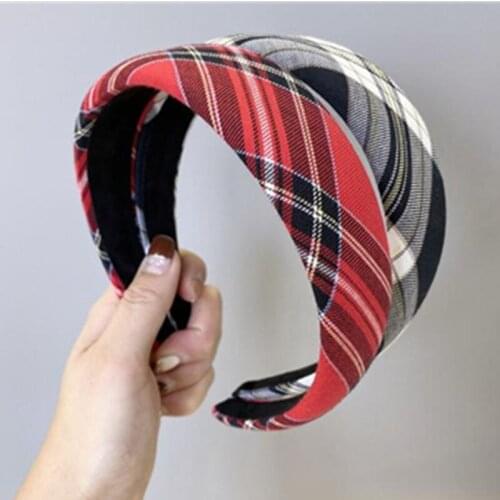 French Retro Plaids Headband for Women New Headwear Plaids Plain Headband Adults Antique Hairband Outdoor Hair Ornament Headband
