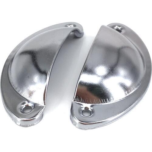 20PCS Bright Silver Furniture Handle Cabinet Knob Jewelry Box Handle vintage chrome Plated Shell Knob Drawer Pull / 82x35mm