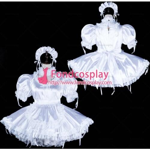 Sissy maid satin dress lockable Uniform cosplay costume Tailor-made[G2326]