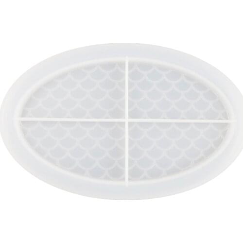 Silicone Mold Crystal Epoxy Mold Compote Ocean Fish Scale Oval Tray Storage Box Resin Swing Table Crafts Personalised Tray Gifts