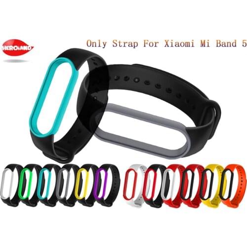 For Xiaomi Mi Band 5 Strap Smart Accessories Replacement Waterproof Double Color Silicone Bracelet For Mi Band 5 New Sport Strap