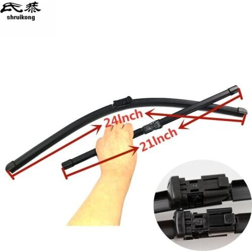 2pcs Car styling stickers Wiper blades for 2007-2016 Volkswagen Tiguan MK1 24"+21" fit push button type wiper arms only