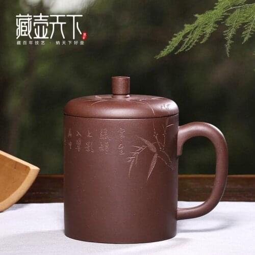 Tibetan pot of the yixing purple sand cup lid all hand bag man big cups undressed ore old bamboo cup purple clay
