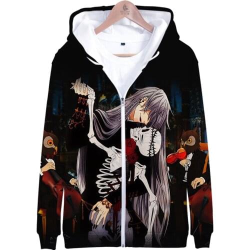 Black?Butler Men/Women Zipper Hoodies 3D Print Fashion Sweatshirt Long Sleeve Autumn Winter Zipper Hooded Clothes