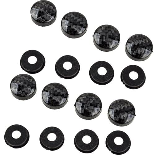 Universal 16Pcs/Set Car Carbon Fiber Style License Plate Tag Frame Fastener Screws Caps Covers