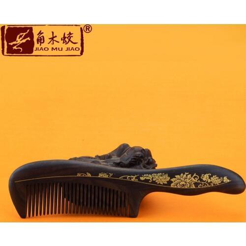 TOP END Authentic Natural CHACATE PRETO wooden comb high-quality hand-painted art fine tooth Long handle comb 246