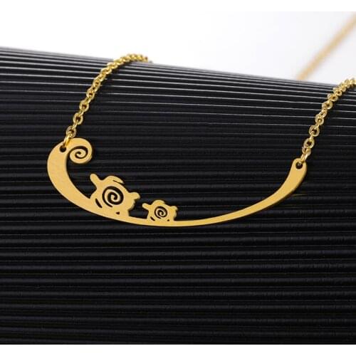 Fashion Bohemia New Wave Hot Air Balloon Ski Shark Turtle Pendant Necklace For Women Stainless Steel Chain Jewelry Friend Gifts