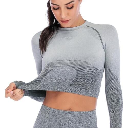 Women Seamless Long Sleeve Top Crop Top Women Workout Shirts for Women Sports Tops Gym Women