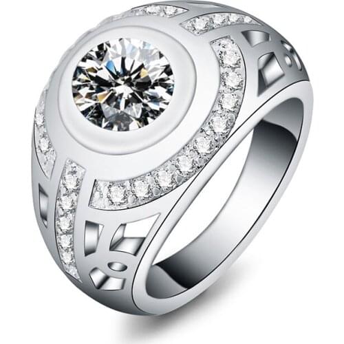 925 Sterling Silver Crystal AAA Zircon Classic Ring For Women Fashion Wedding Engagement Party Gift Charm Jewelry