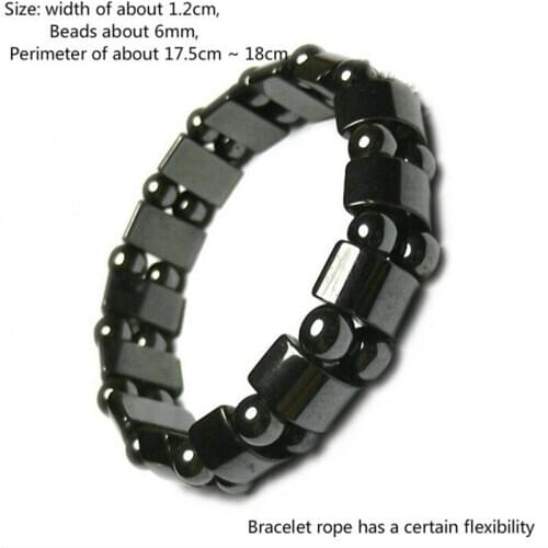 1Pc Weight Loss Round Black Stone Magnetic Therapy Bracelet Health Care Magnetic Hematite Stretch Bracelets For Men Women 2018