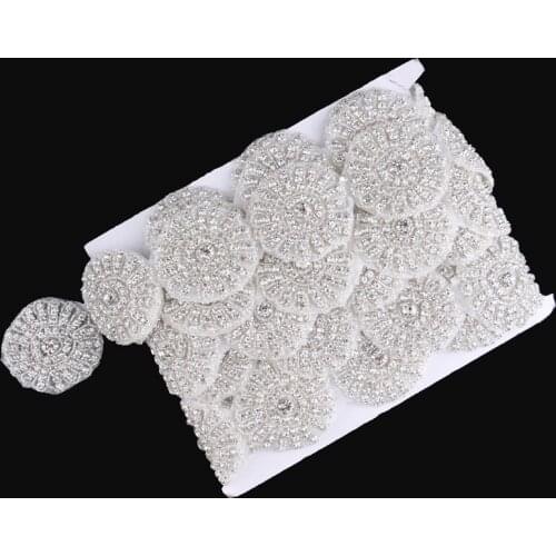 1Yard Manual Round Crystal Beaded Rhinestone Applique Trim Sew Crafts Chain Trim For Wedding Dress/Hair/Shoes/Hat Accessory
