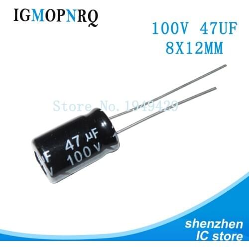 20pcs 100V47UF 8*12mm 47UF 100V 8*12 new aluminum electrolytic capacitor