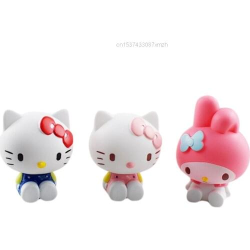 3pcs/set Sanrio Hello Kitty Action Figures Toy Pvc Model Kawaii Doll Figurines Toys For Kids Children Xmas Gift Car Home Decor