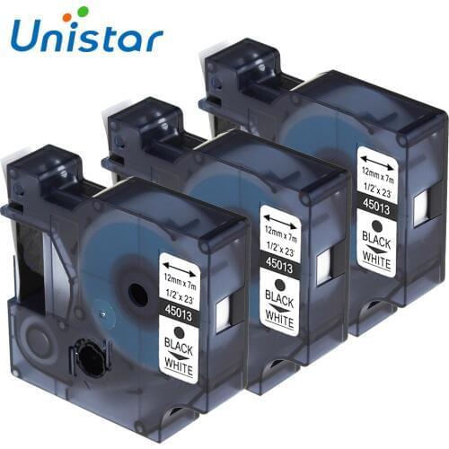 3PCS/Lot 45013 Compatible for Dymo Label Maker for D1 Label manager 12mm*7m Black on White for Dymo Label Printer S0720530