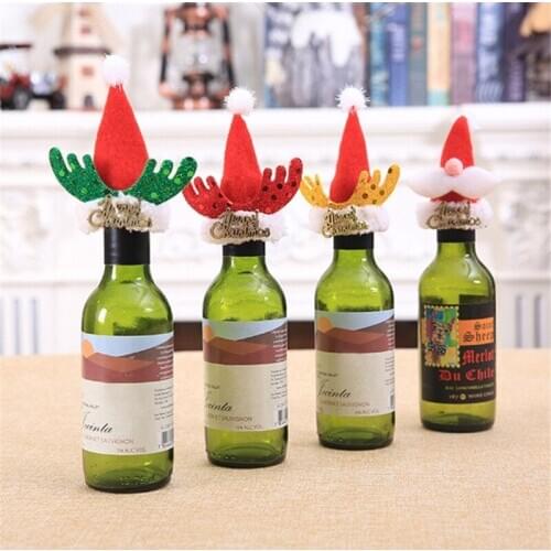 5pcs/set Christmas Santa Claus Wine Bottle Christmas Bottle Cap Party Christmas Bottle Cap Decoration Cover Table Decor