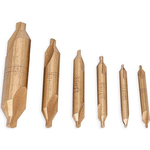 6 Pcs / Set HSS Cobalt Center Drill Center Positioning Drill 1/ 1.5/ 2/ 2.5/ 3/ 5 mm standard 60 Degree Angle Chamfer Drill Bit