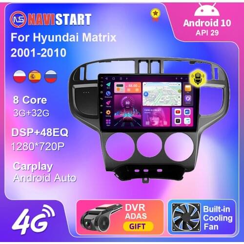 2 Din For Hyundai Matrix 2001-2010 Android 10 Car Radio GPS Navigation 4G WIFI Android Auto BT DSP Carplay DVD Multimedia Player