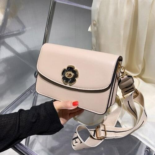 Brand Metal Flower Small Square Bag Women Luxury Designer Broad Shoulder Crossbody Bags 2021 High Quality PU Leather Phone Bags