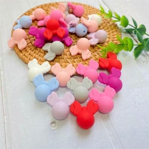 10pcs/lot Silicone Teethers Minnie shape Beads Food Grade Mouse Silicone Teething Beads DIY Necklace Accessories