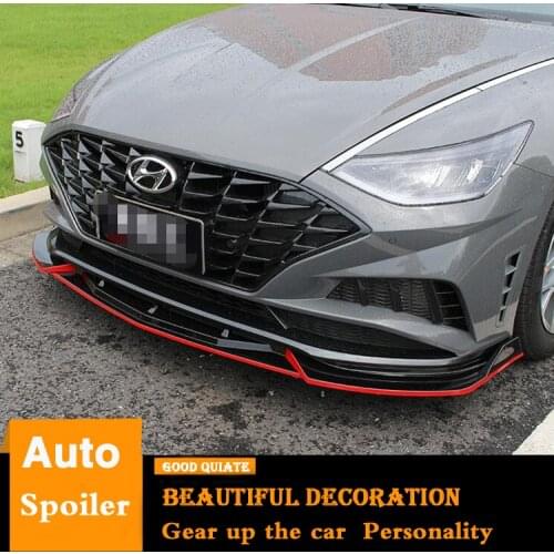 For Hyundai Sonata Body kit spoiler 2020 NEW Sonata Rear lip rear spoiler front Bumper Diffuser Protector ABS Plastic 3Pcs