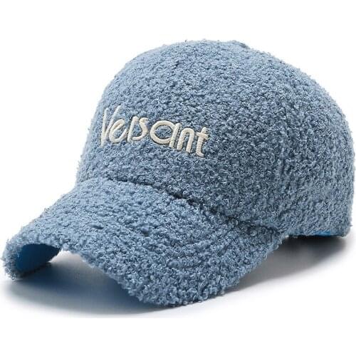 FS Spring Windproof Lambswool Baseball Caps Blue Orange Wool Hats For Women Men Warm Streetwear Snapback Face Cap Casquette