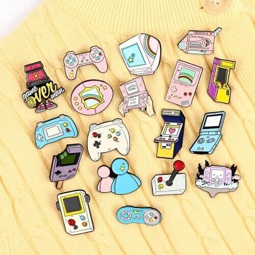 90s Gamepad Jewelry Retro Arcade Game Enamel Pins Collections Cartoon Brooches Denim Shirt Collar Badge Lapel Pins Friends Gift