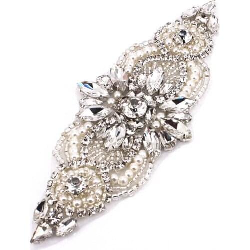 Crystal Trim Wedding Dress Sash Belt Headband DIY Rhinestone Pearl Bead Applique Rhinestone Applique Bridal Accessories