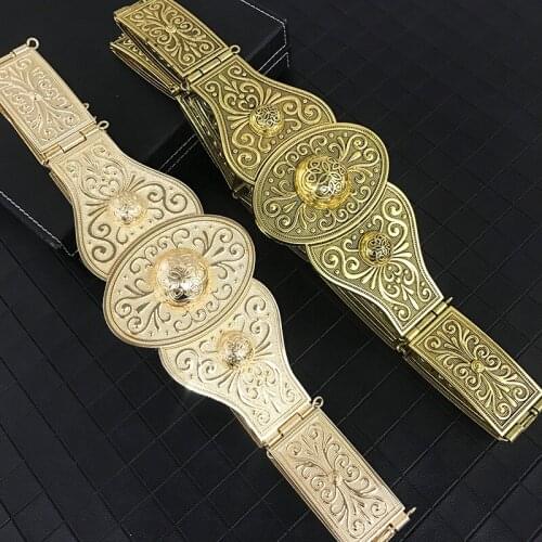 Classic fine carving Waist Chain Wedding Dress Ornament for Ladies with Flower Design Womens Jewelry Caftan Belt jewelry