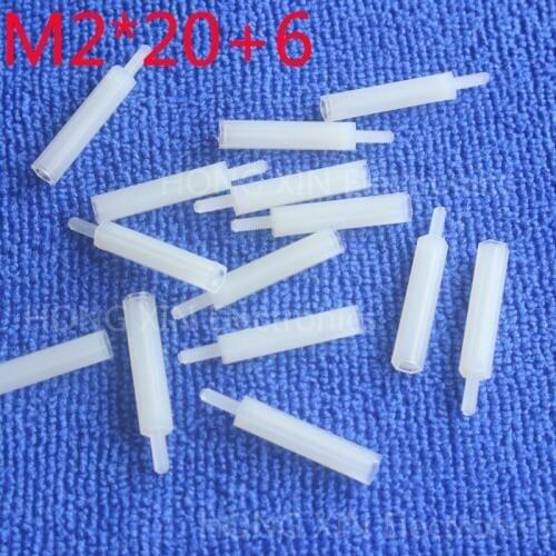 M2*20+6 1pcs White nylon Standoff Spacer Standard M2 Male-Female 20mm Standoff Kit Repair parts High Quality plastic screw