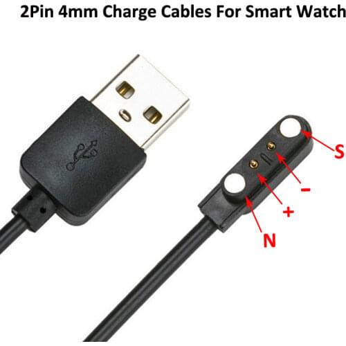 2Pin 4mm Strong Magnetic Charge Cable USB Charging Line Cord Rope Black White Color For Smart Watches 99% Universal