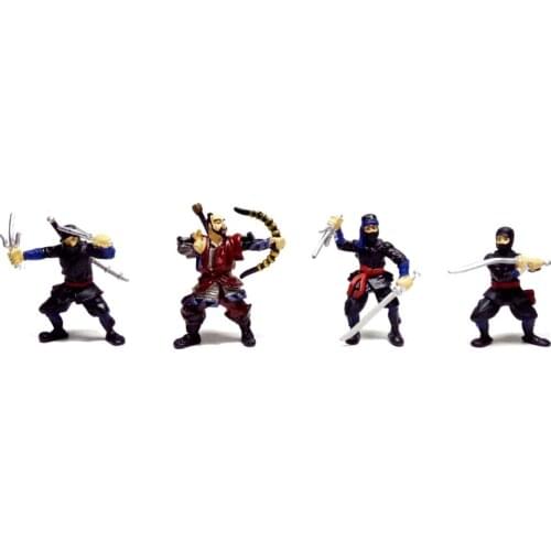 Mini 1:32 PVC figure model doll ornaments Japanese ninja 4pcs/set