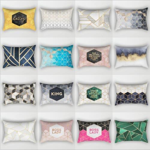 Soft Velvet Gemoetric Cushion Cover 30x50cm Marble Pillow Cover Bedroom Sofa Decoration Pillow Cases