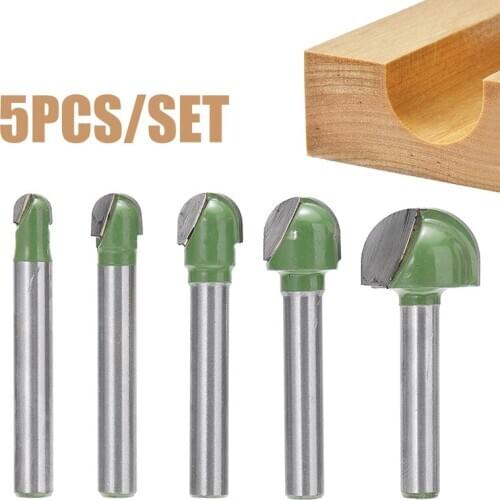 5pcs 6mm Shank Ball Tip Milling Cutter 6-18mm Carbide Router Bits Set Hand Woodworking Drilling Groove Tool