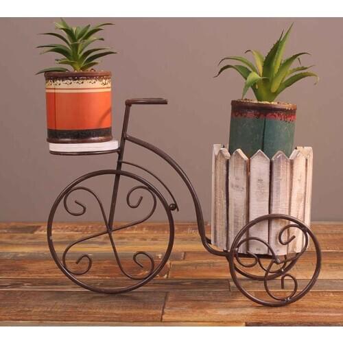 Desktop Planter Iron Bicycle Flowerpot Holder Living Room Garden Decoration Desktop Planter Shelf Garden Pot Housewarming Gifts