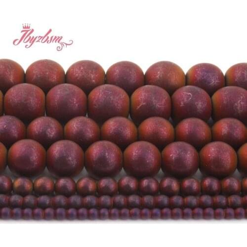 2/3/4/6/8/10MM Natural Purple Hematite Frosted Round Beads Stone Beads Loose For DIY Necklace Bracelet Jewelry Making Strand 15"
