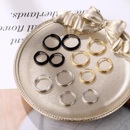 FNIO 2021 New Vintage Rose Gold Multiple Dangle Small Circle Hoop Earrings for Women серьги Jewelry Steampunk Ear Clip Gift