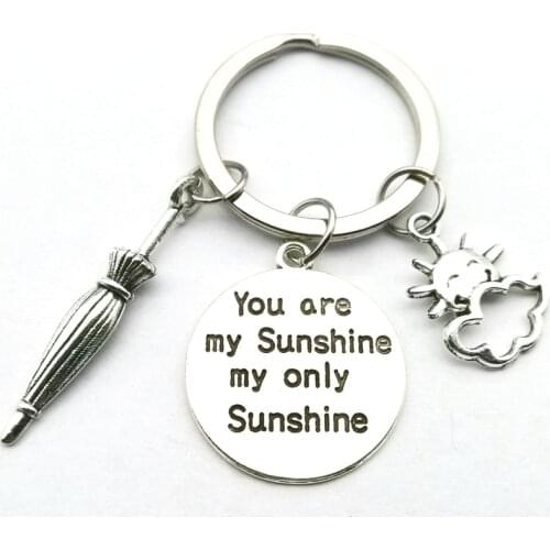 New You Are My Sunshine My Only Sunshine Keychain, Umbrella Sun Keychain Men and Women Fashion DIY Handmade