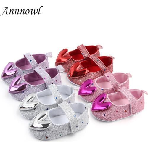 Baby Girl Shoes Soft Sole Toddler First Walkers Newborn Footwear Infant for 1 Year Old Girls Crib Flats Shoes with Bling Heart