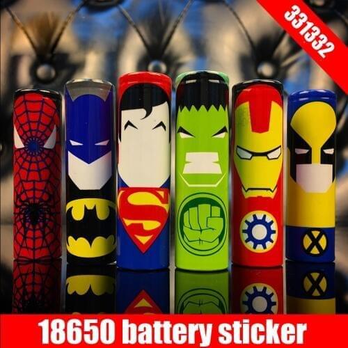 Original 331332 protector skin 18650 battery protected wrapper super hero battery wrap skin sticker for e cigarette battery
