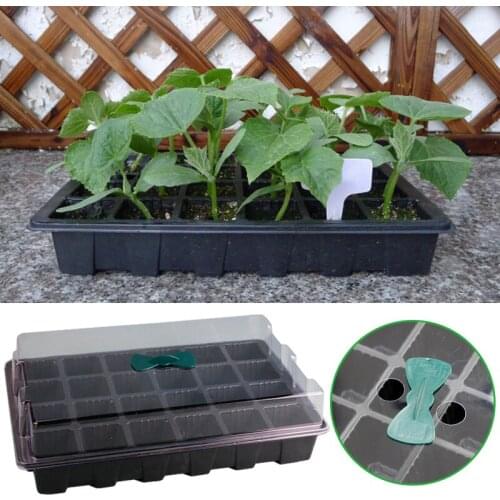 24 Hole Plastic Nursery Pots Planting Seed Growing BoxTray Kit Plant Germination Box With Dome And Base Gardening Supplies